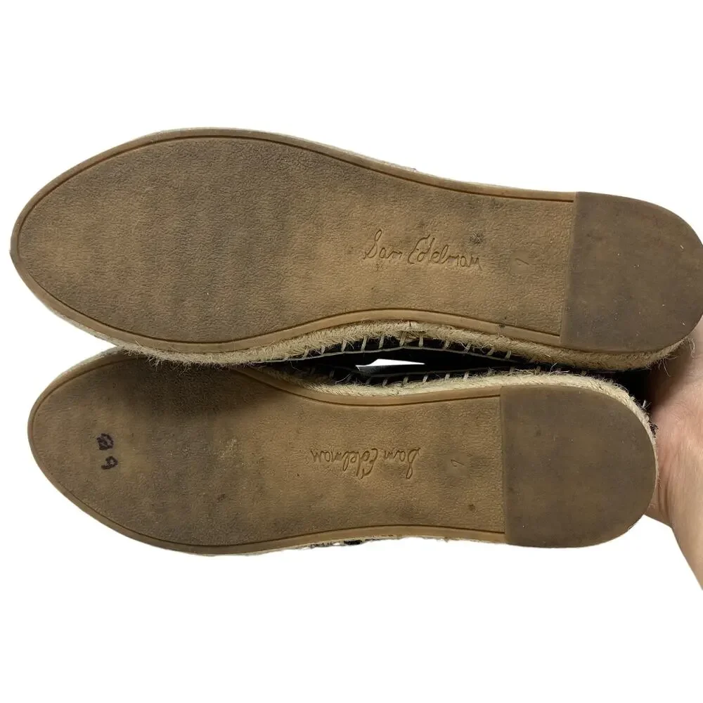 Sam Edelman Khloe Espadrille Slip On Flats Womens Size 7 Black Leather